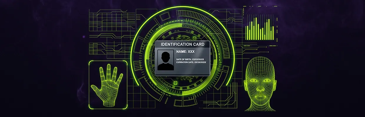 A green and black identity verification app interface