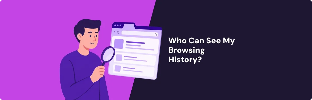 An animated man looking at his browser history
