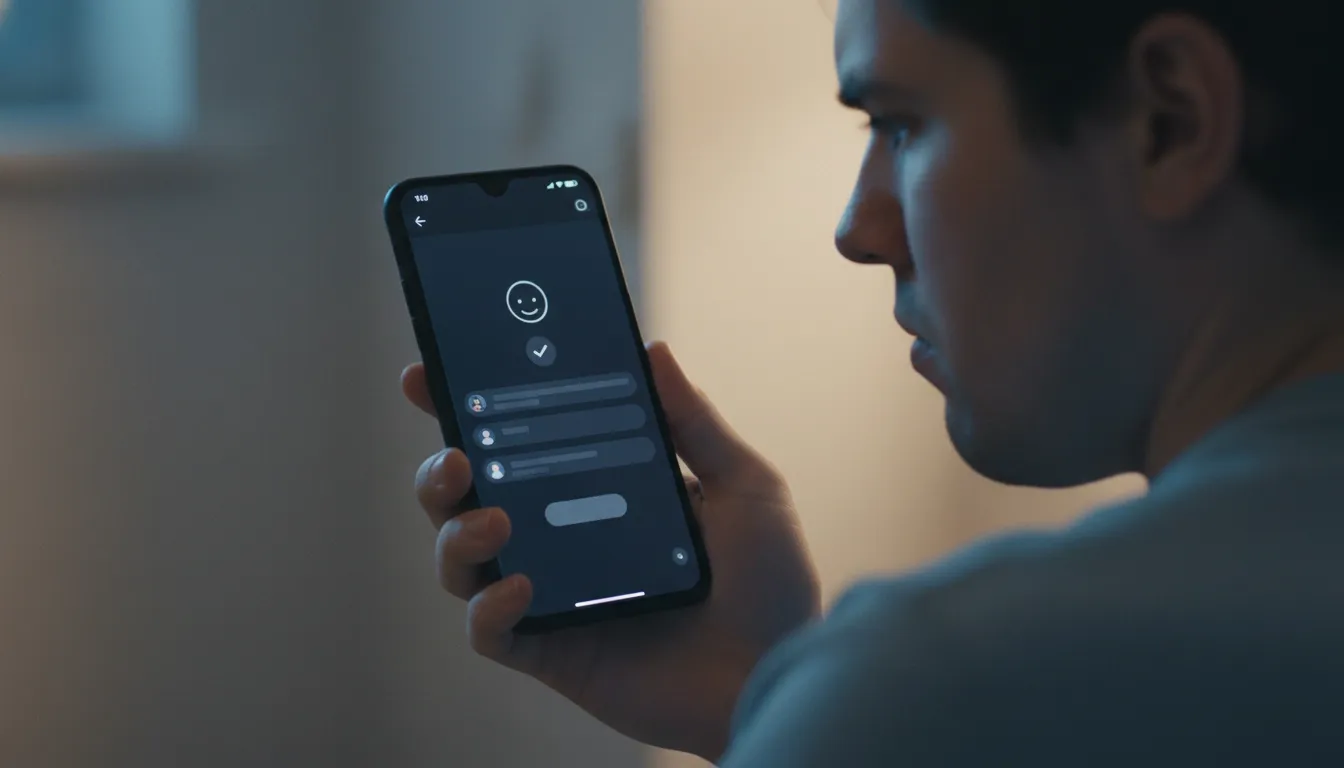 A man is visibly unhappy after being presented with forced age verification popup while using communications app