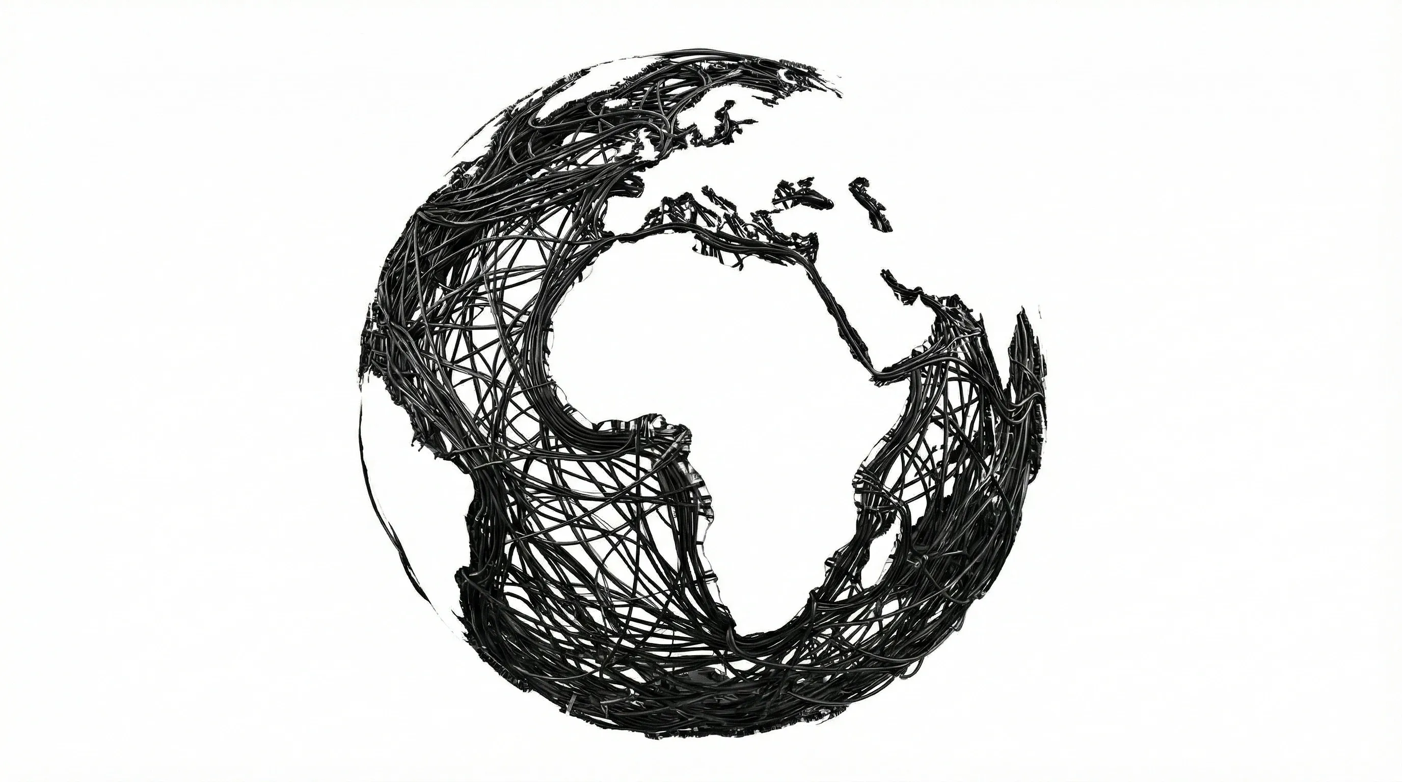 An illustration of Earth made from black cables