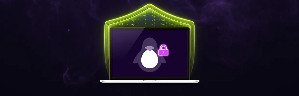 An animated laptop with a Linux penguin on its screen.
