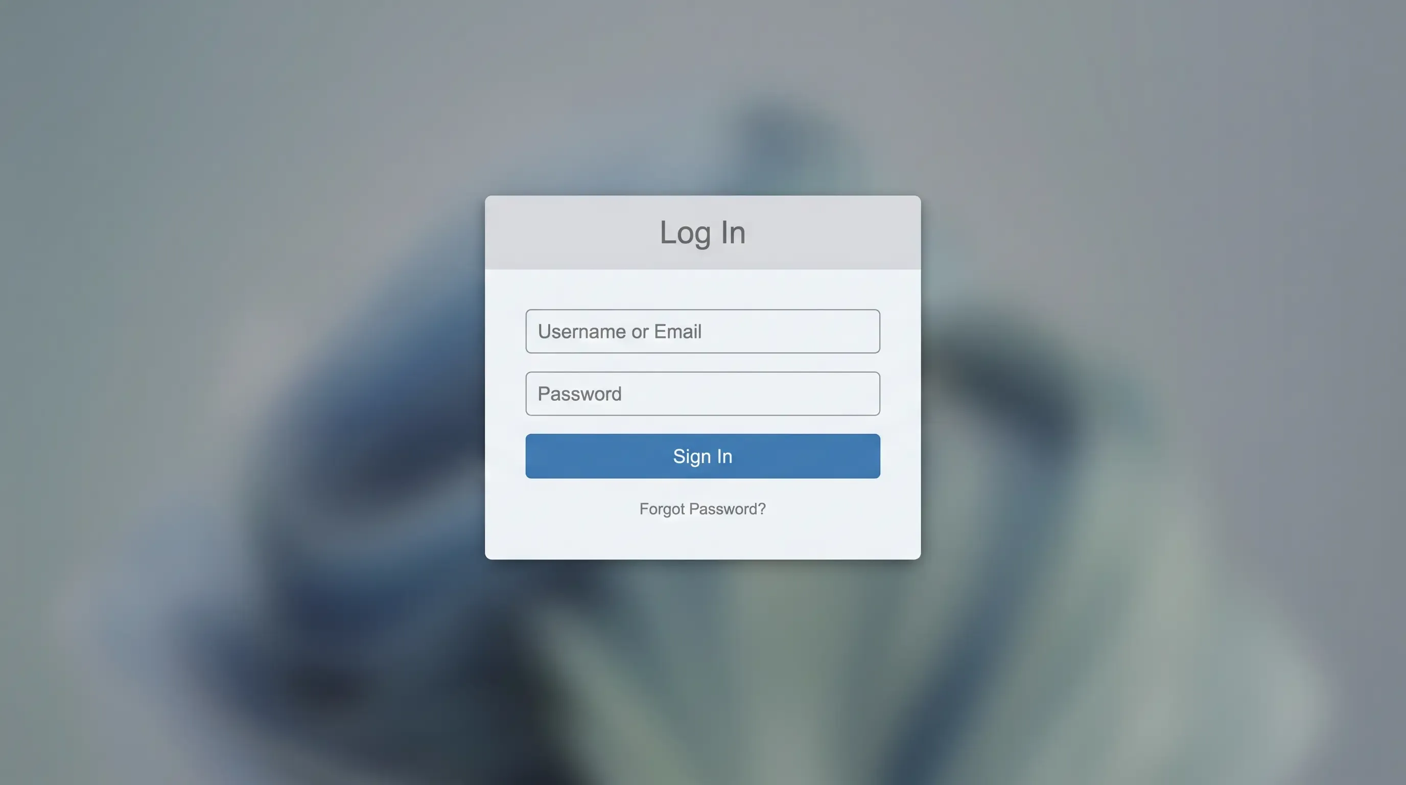 A nondescript Log In screen