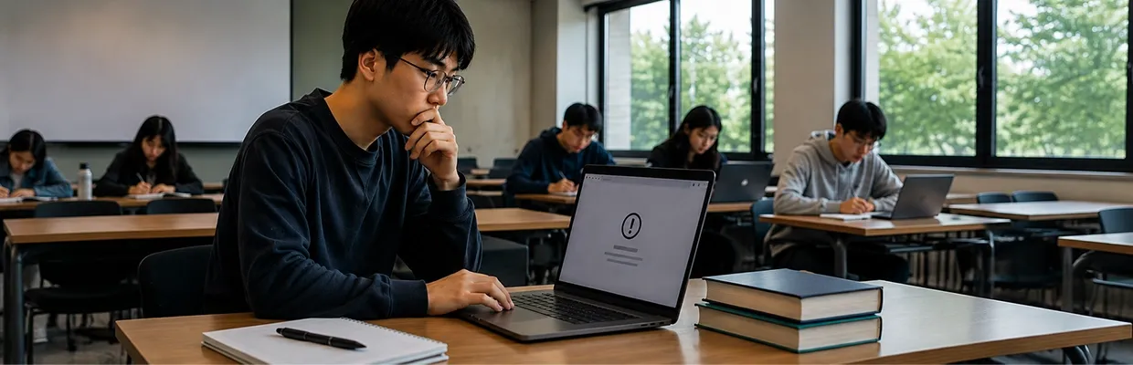 A student at school cannot use his laptop
