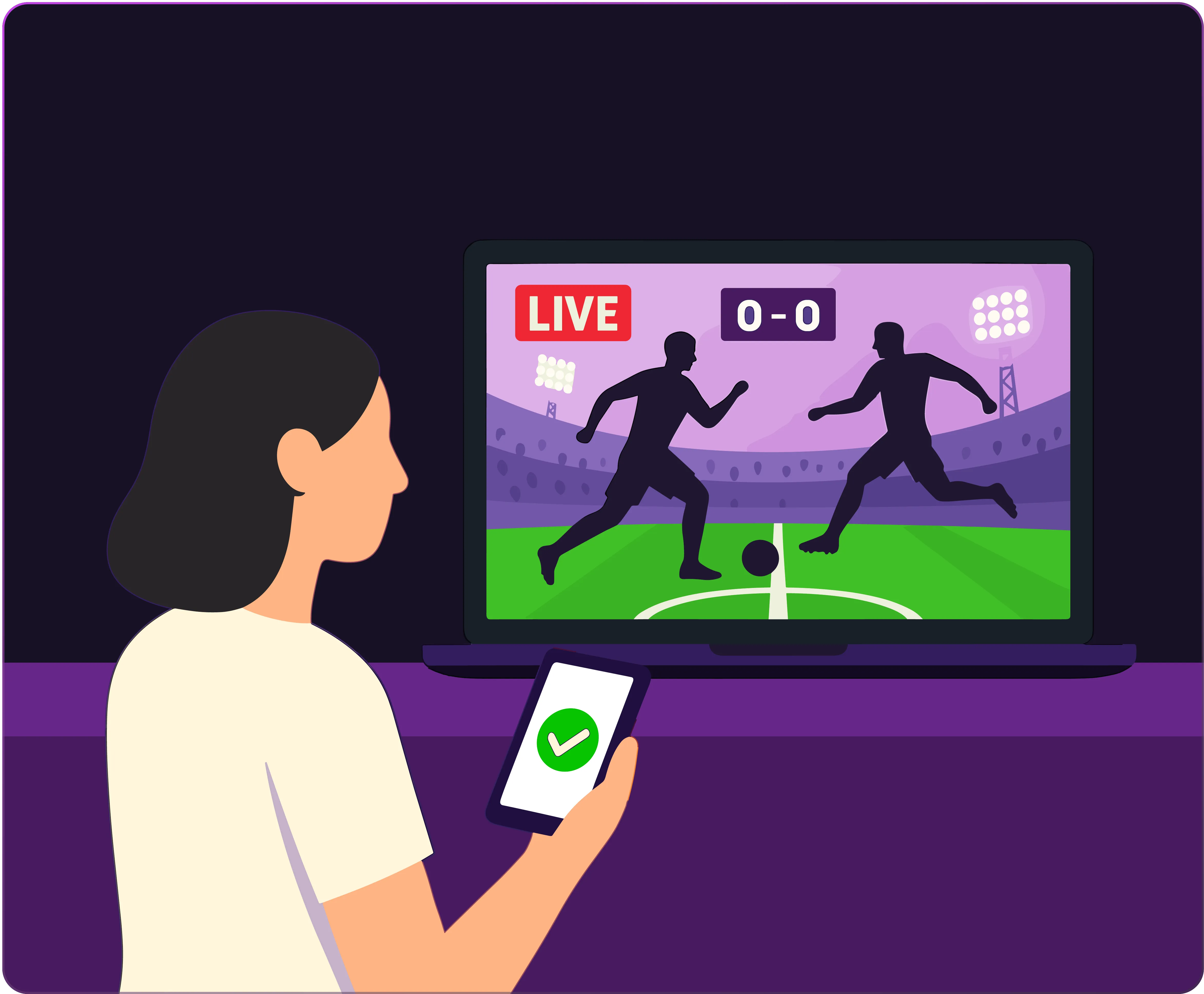 Person watching live sports game with a VPN on.