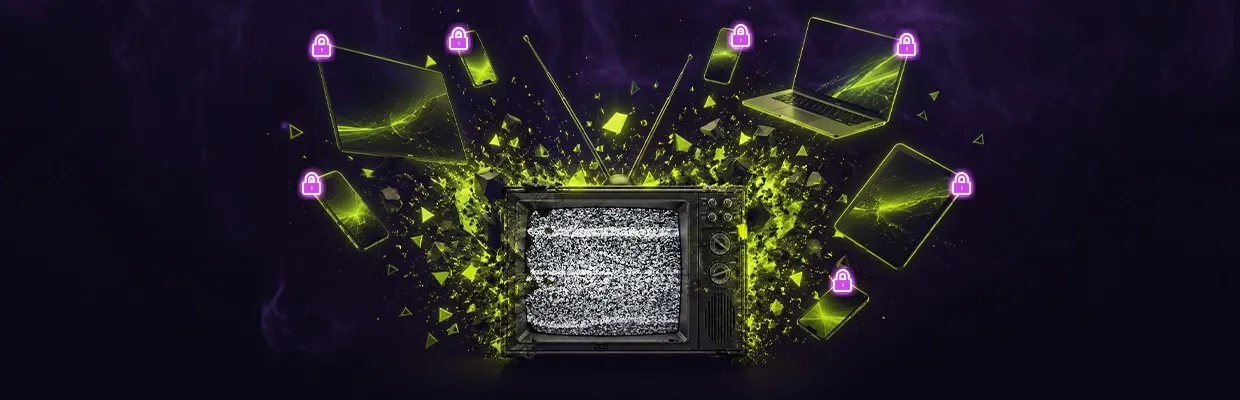 A TV with visual snow on the screen